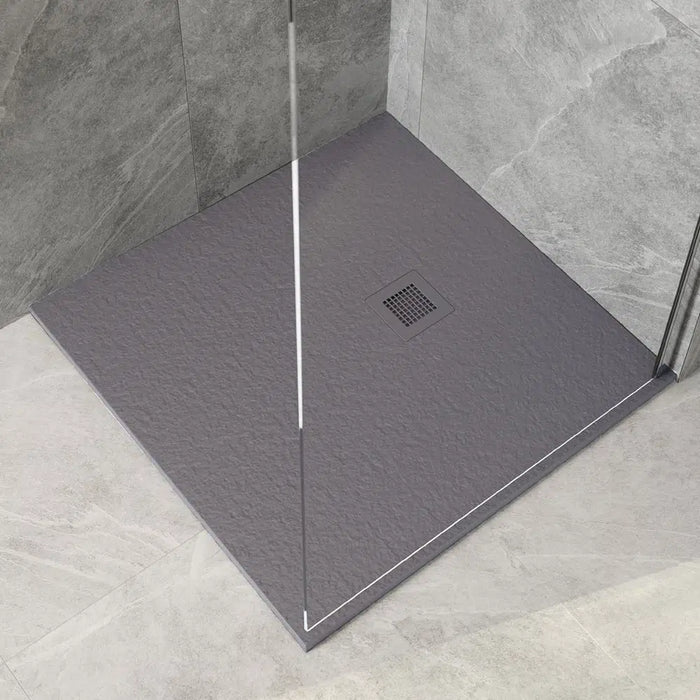 Sonas Slate Antislip Square Shower Tray With Waste