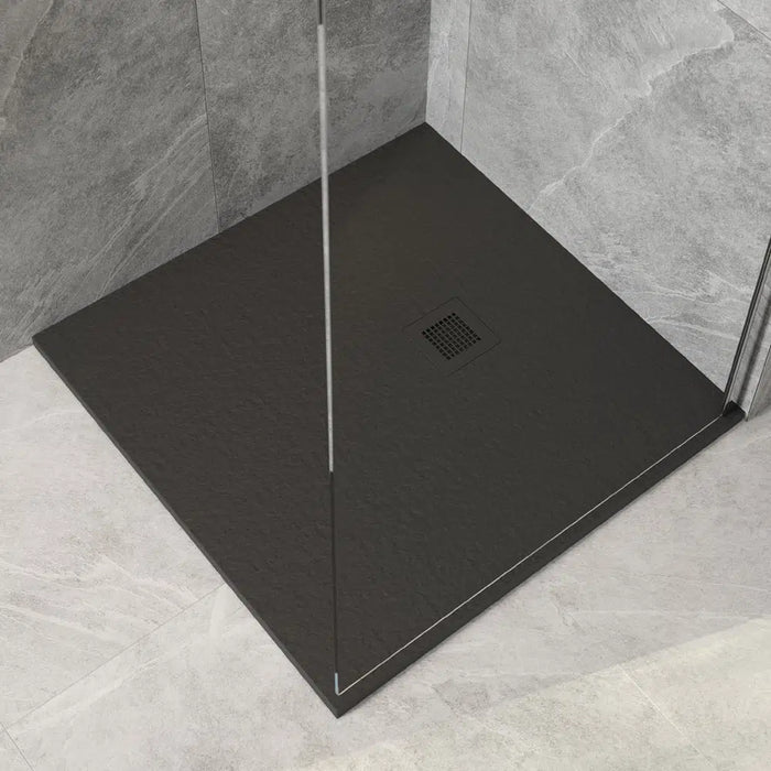 Sonas Slate Antislip Square Shower Tray With Waste