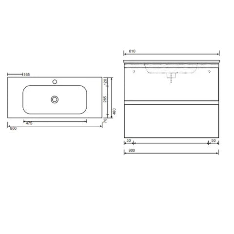 Sonas Smart Vanity Unit With Slim Basin - Wall Hung Vanity