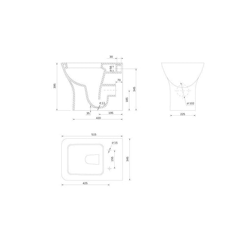 Sonas Sophia Back To Wall Toilet With Seat - White - Back