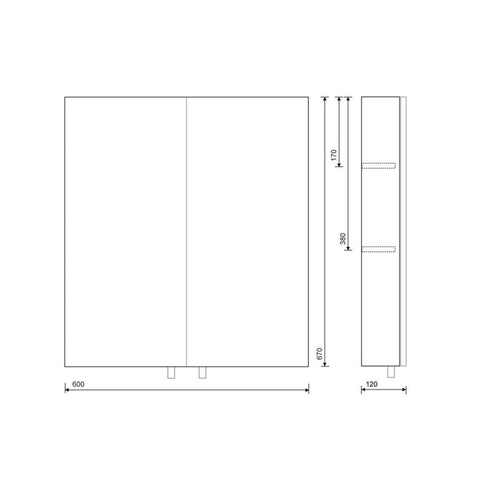 Sonas Stilo 1 Door Mirror Cabinet - Non Illuminated Cabinets