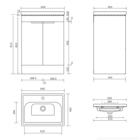 Sonas Stockholm 2 Door Floorstanding Vanity Unit With Basin