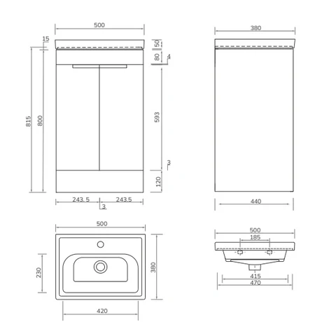 Sonas Stockholm 2 Door Floorstanding Vanity Unit With Basin