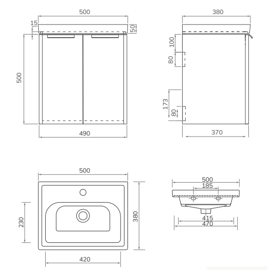 Sonas Stockholm 2 Door Wall Hung Vanity Unit With Basin