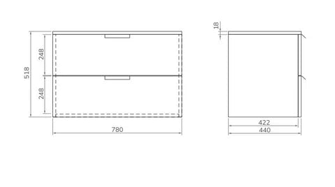 Sonas Stockholm 2 Drawer Wall Hung Unit With Countertop