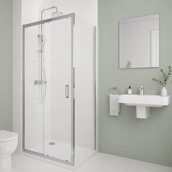 Sonas Strata 6mm Sliding Shower Door With Side Panel - Chrome