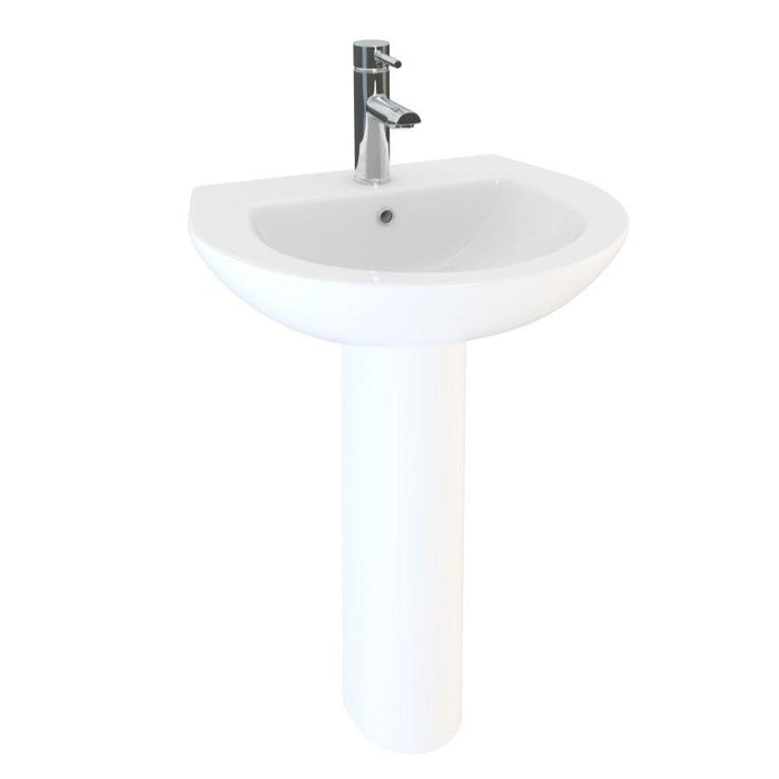 Sonas Strata Basin With Full Pedestal - 450mm / 1 Tap Hole