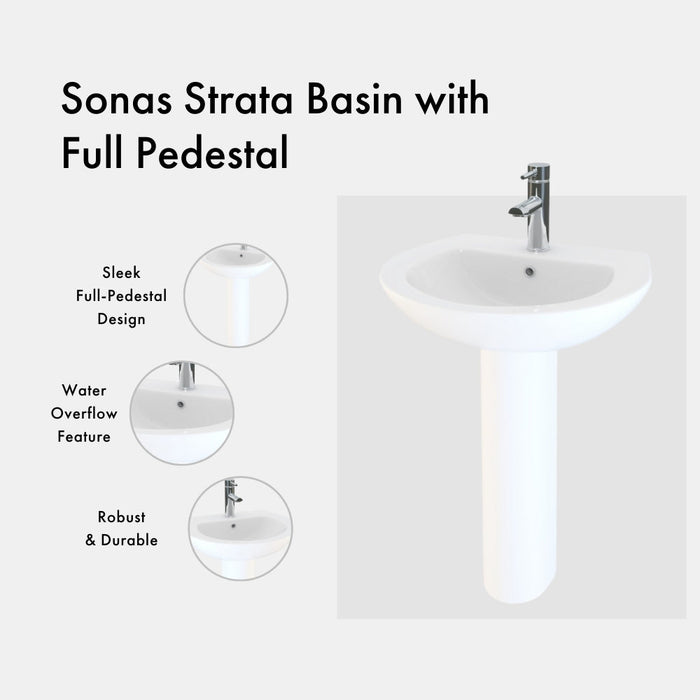 Sonas Strata Basin With Full Pedestal - Basins