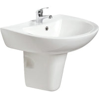 Sonas Strata Basin With Semi Pedestal - 450mm / 1 Tap Hole