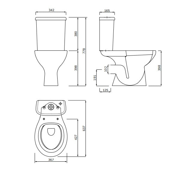 Sonas Strata Eco Open Back Close Coupled Toilet