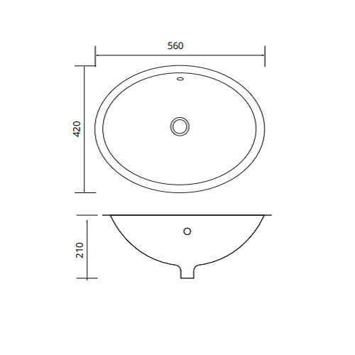 Sonas Strata Oval Undercounter Basin 560mm Wide