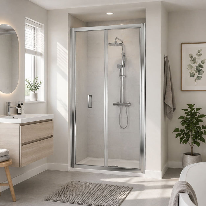 Sonas Strata 6mm Recessed Bi-Fold Shower Door - Chrome