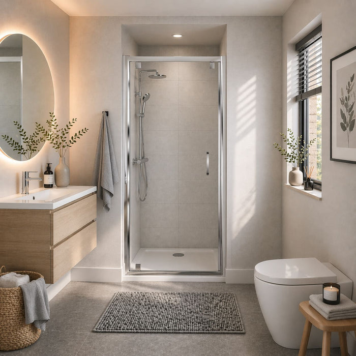 Sonas Strata 6mm Recessed Pivot Shower Door - Chrome