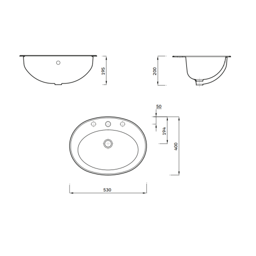 Sonas Strata Vanity Basin 530mm Wide