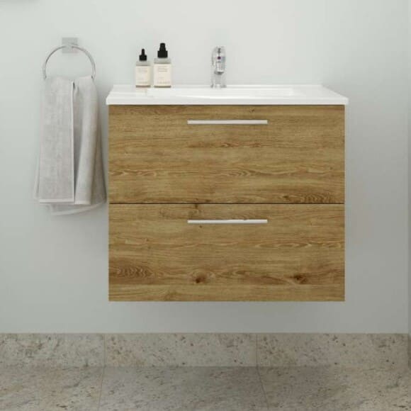 Sonas Strata 2 Drawer Wall Hung Vanity Unit with Basin & Handles