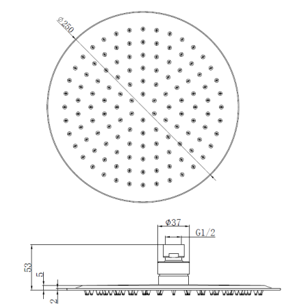 Sonas Sync Round Thin Stainless Steel Shower Head - 250mm