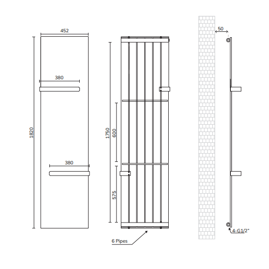 Sonas Synergy Designer Heated Towel Rail Anthracite