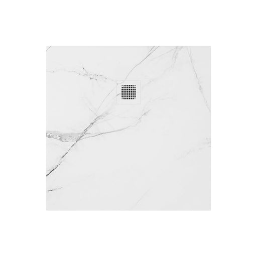 Sonas Unity Square Shower Tray With Waste - White Marble