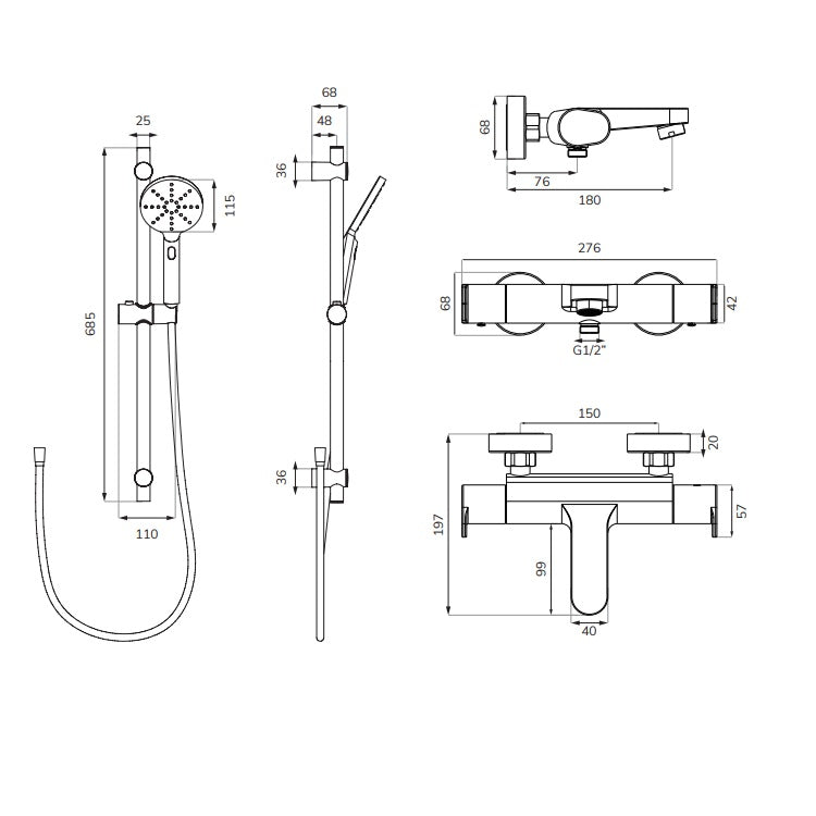 Sonas Urban Living Deck Mounted Thermostatic Bath Shower