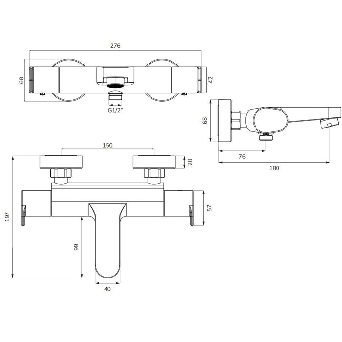 Sonas Urban Living Thermostatic Bath Shower Mixer - Bath