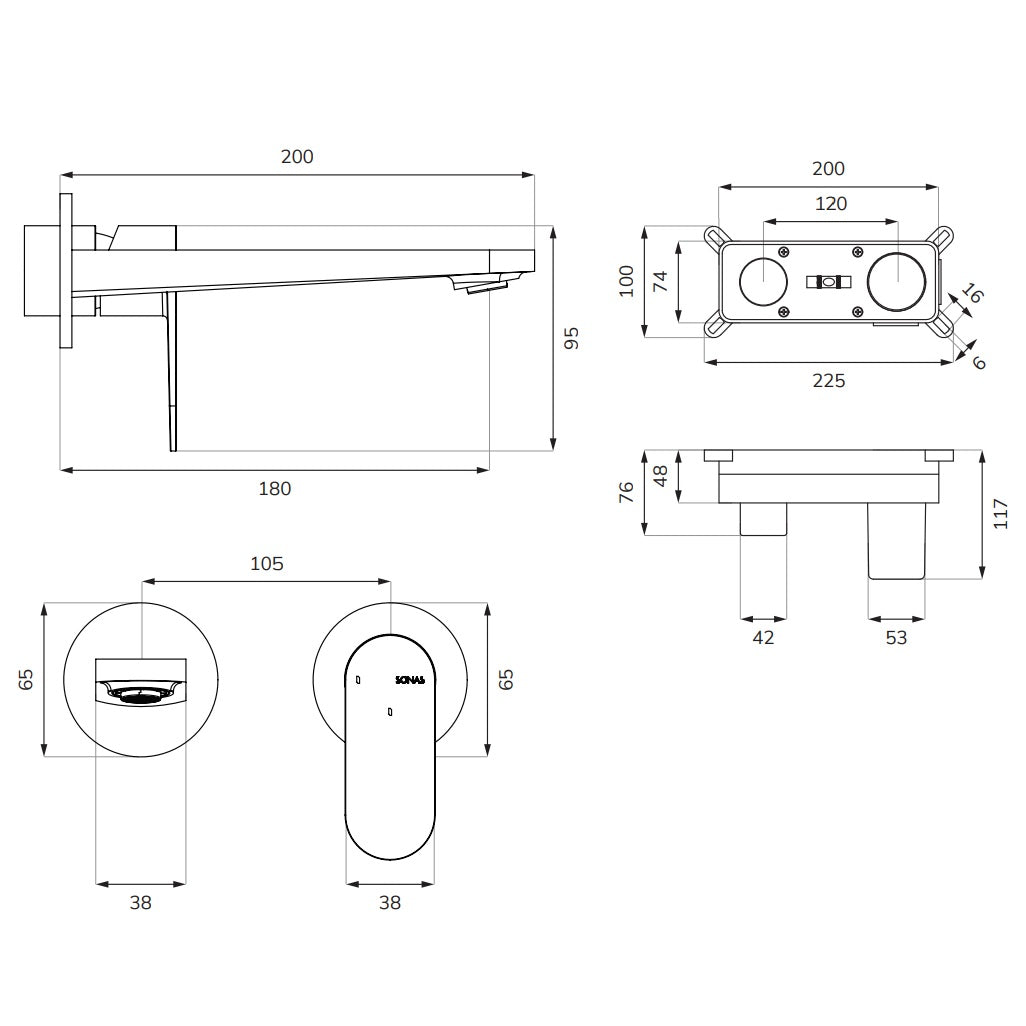 Sonas Urban Living Wall Mounted Basin Mixer Tap