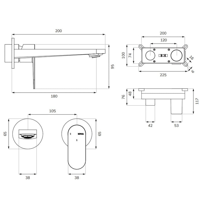 Sonas Urban Living Wall Mounted Basin Mixer Tap - Basin