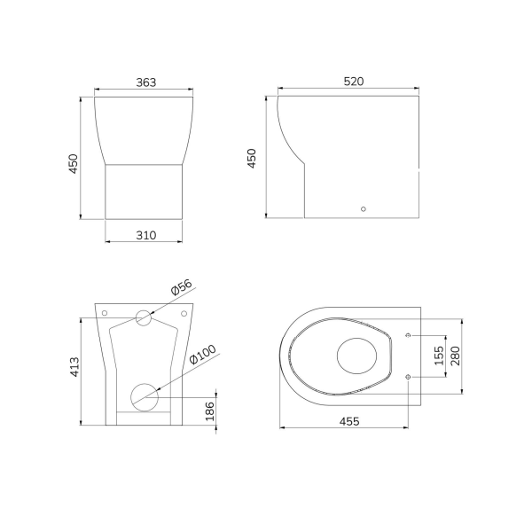 Sonas Via Comfort Height Back To Wall Toilet And Seat