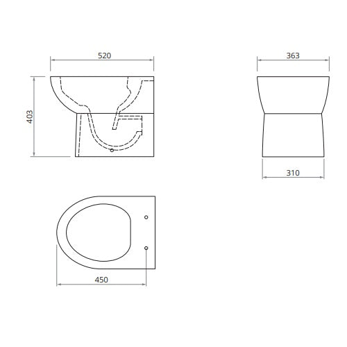 Sonas Via Rimless Back To Wall Toilet And Seat - Toilets