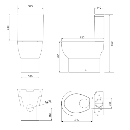 Sonas Via Rimless Comfort Height Open Back Close Coupled