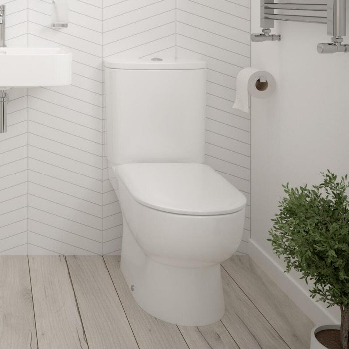 Sonas Via Rimless Open Back Close Coupled Toilet With Seat and Cistern
