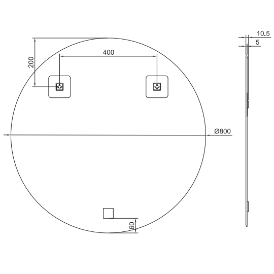 Sonas Villa Round Plain Mirror - Non Illuminated Mirrors