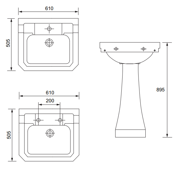 Sonas Westbury Basin With Full Pedestal