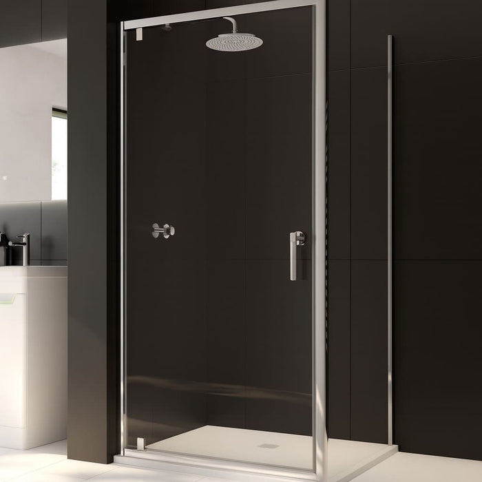 Sonas Zeba 6mm Pivot Shower Door With Side Panel - Chrome