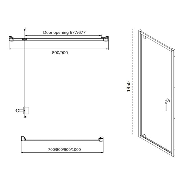 Sonas Zeba 6mm Framed Pivot Shower Door With Side Panel