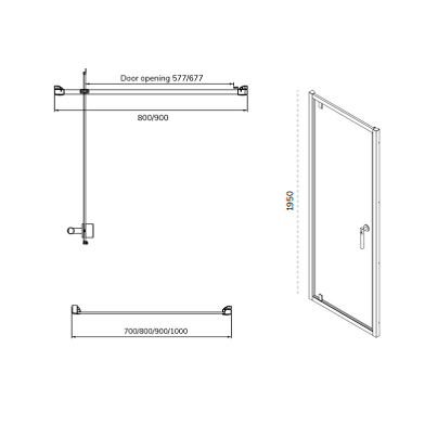 Sonas Zeba Recess Pivot Shower Door - Chrome