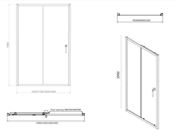 Sonas Zeba Recess Sliding Shower Door - Chrome