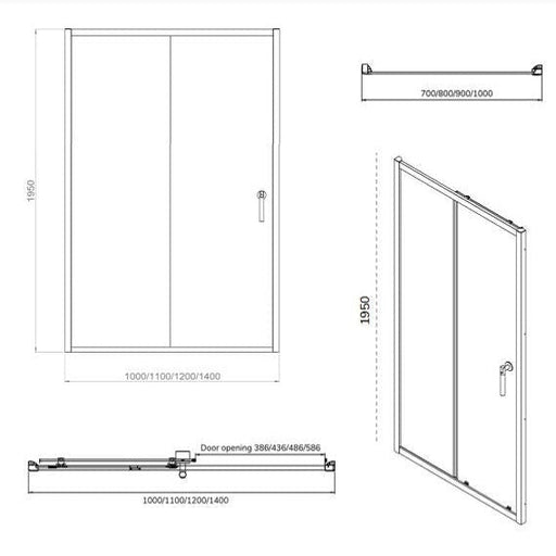Sonas Zeba Recess Sliding Shower Door - Chrome