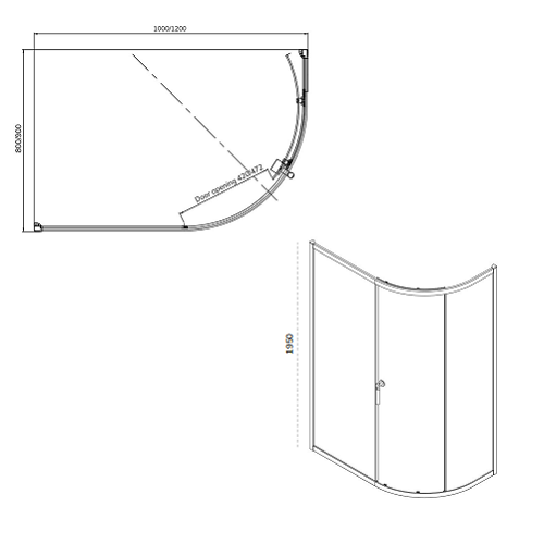 Sonas Zeba Single Door Offset Quadrant Shower Door - Chrome