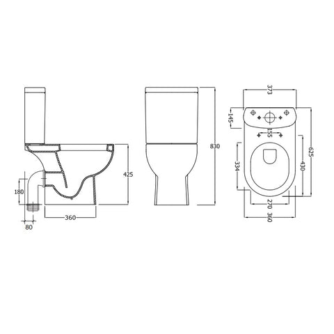 Sonas Sigma Open Back Close Coupled Toilet With Cistern