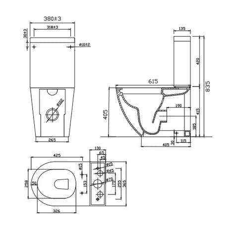 Sonas Inspire Rimless Fully Shrouded Close Coupled Toilet