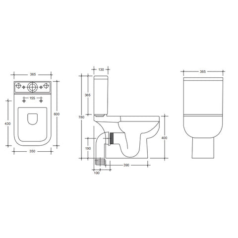 Sonas Rubix Rimless Close Coupled Toilet With Cistern