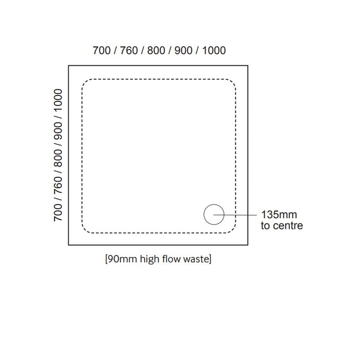 Sonas Kristal Low Profile Square Shower Tray With Waste