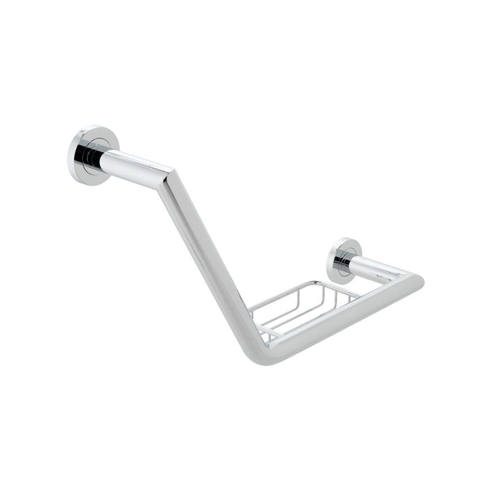 Vado Spa Angled Grab Rail With Basket - 456mm Wide - Chrome