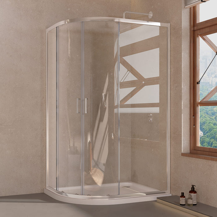 Tailored 6mm 2 Door Offset Quadrant Shower Enclosure - Chrome