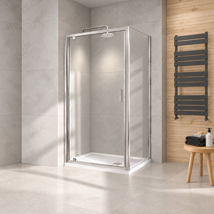 Tailored 6mm Pivot Shower Door with Side Panel - Chrome