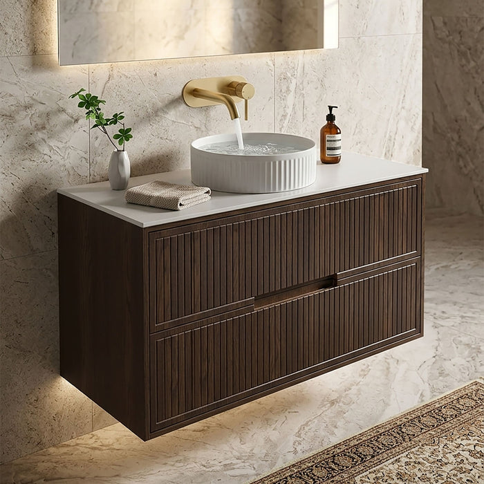 Tailored Bolzana 2 Drawer Wall Hung Vanity Unit with Sintered Stone Countertop