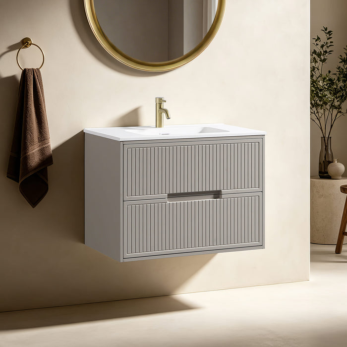 Tailored Bolzana 2 Drawer Wall Hung Vanity Unit with Matt White Basin