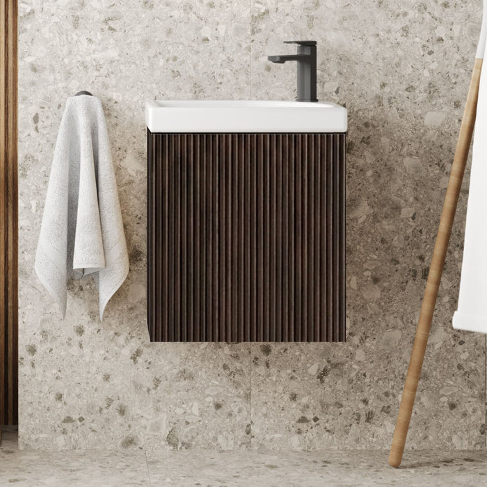 Tailored Flauto Mini 1 Door Cloakroom Wall Hung Vanity Unit with Ceramic Basin