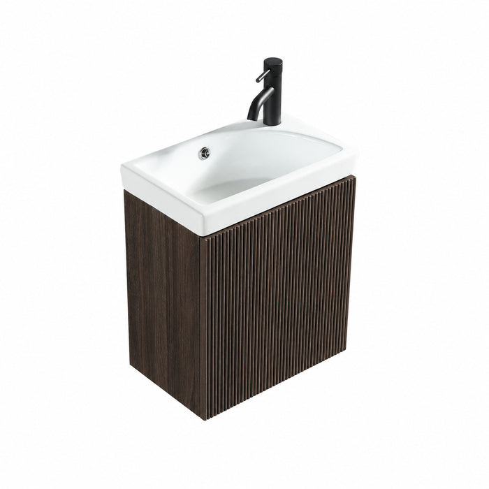 Tailored Flauto Mini 1 Door Cloakroom Wall Hung Vanity Unit with Ceramic Basin