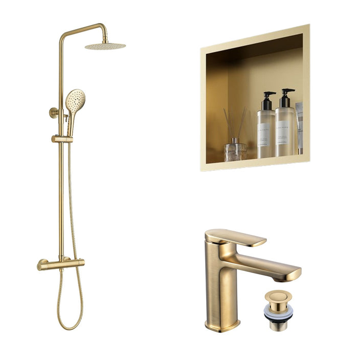 Tailored Round Shower Set, Shower Niche & Basin Mixer Tap Package